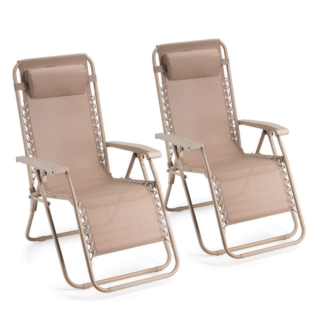 VonHaus Verona Folding Zero Gravity Sun Lounger Taupe 110cm H X 65cm W X 90cm D